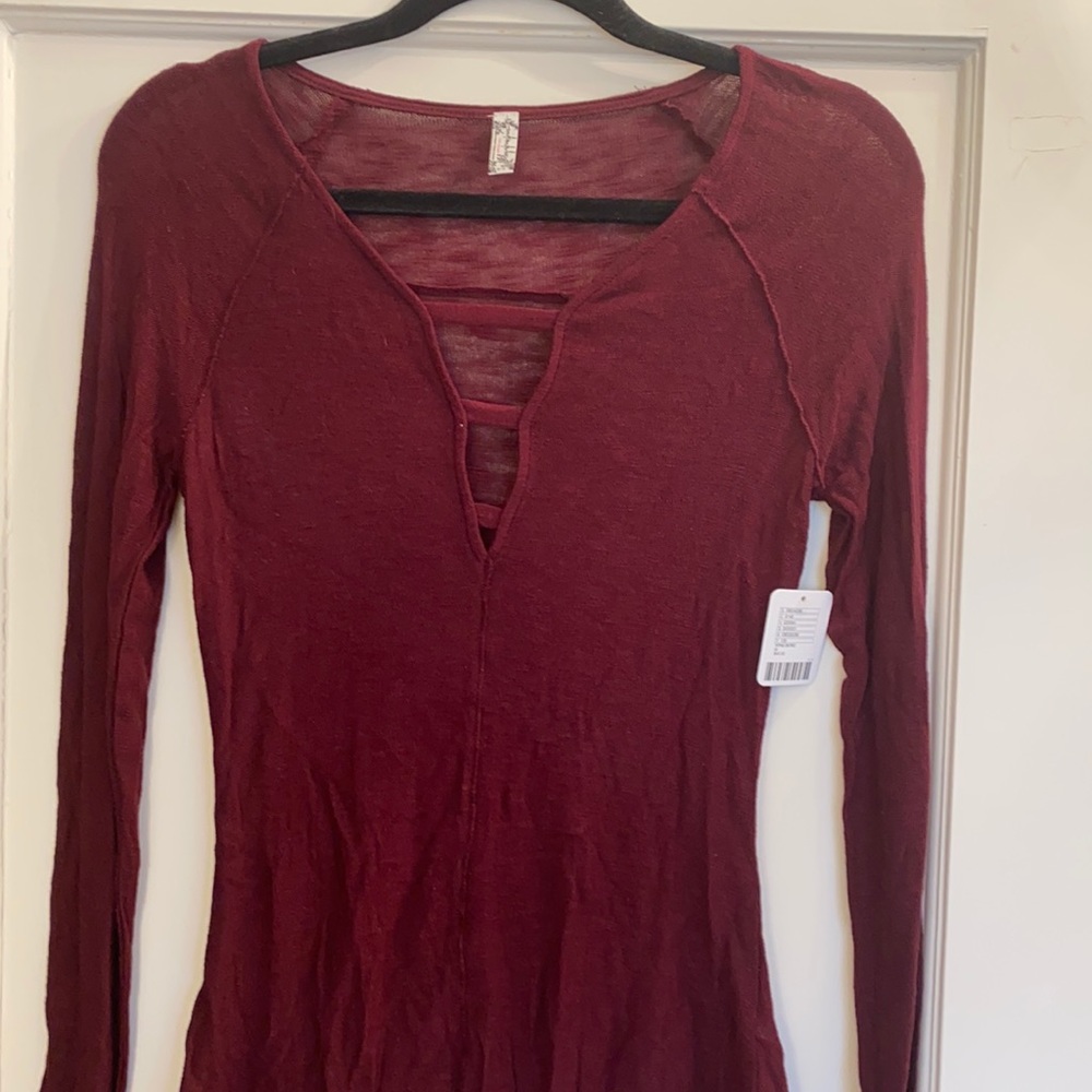 NWT Free people shirt. Wine color. M